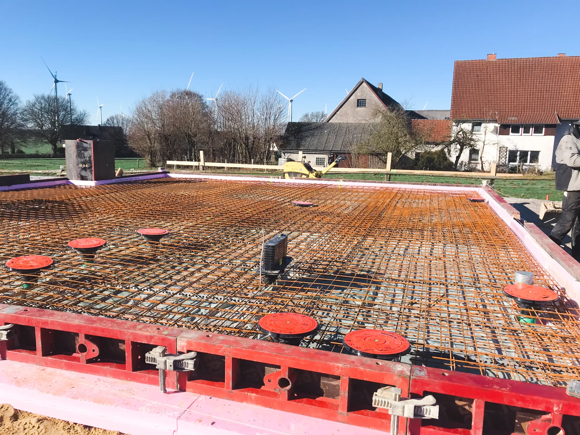 Bewehrung einer Bodenplatte für Fertighaus mit Baustahlmatten, Dülme Bau Hochsauerlandkreis